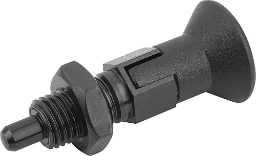 Produktfoto 1 von ARRETIERBOLZEN GR.3 D1=M16X1,5, D=8, FORM:D MIT RASTNUT MIT KONTERMUTTER, STAHL GEHÄRTET, KOMP:THERMOPLAST