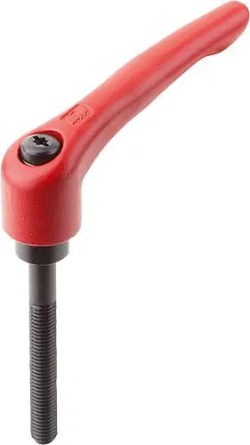 KLEMMHEBEL GR.5 M12X80, STAHL ROT RAL3003 SEIDENMATT, KOMP:STAHL BRÜNIERT