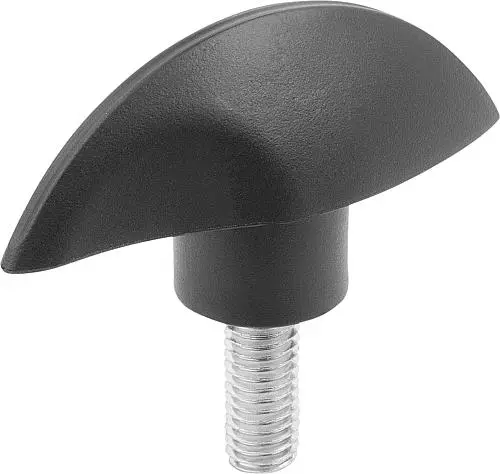 Produktfoto 1 von FLÜGELGRIFF D=M06X15 15X25,5, A=51, FORM:L THERMOPLAST, SCHWARZ, KOMP:STAHL, VERZINKT