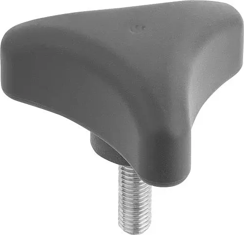 DREISTERNGRIFF ERGONOMISCH D=M12X40 D1=80 H=37, FORM:L KUNSTSTOFF, SCHWARZGRAU RAL7021, KOMP:EDELSTAHL