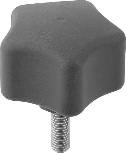 Produktfoto 1 von FÜNFSTERNGRIFF ERGONOMISCH D=M08X25 D1=63 H=45, FORM:L KUNSTSTOFF, SCHWARZGRAU RAL7021, KOMP:EDELSTAHL