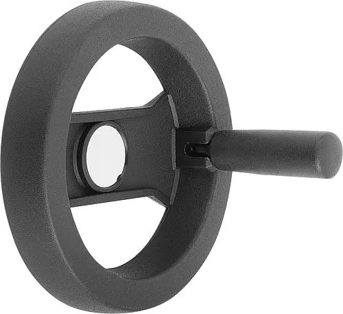 Produktfoto 1 von 2-SPEICHENHANDRAD D1=200 PASSBOHRUNG MIT NUT D2=20H7, B3=6, T=22,8, POLYAMID, KOMP:POLYAMID, GRIFF UMLEGBAR