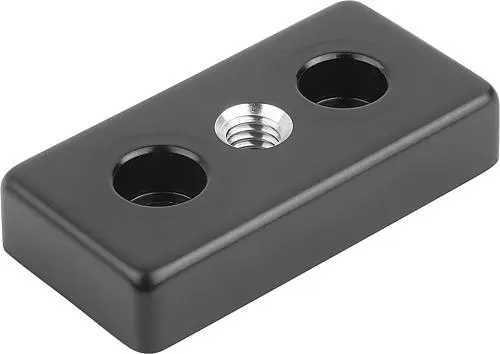 FUßPLATTE, TYP I, M12 80X40X16, BN=8, ZINK SCHWARZ PULVERBESCHICHTET