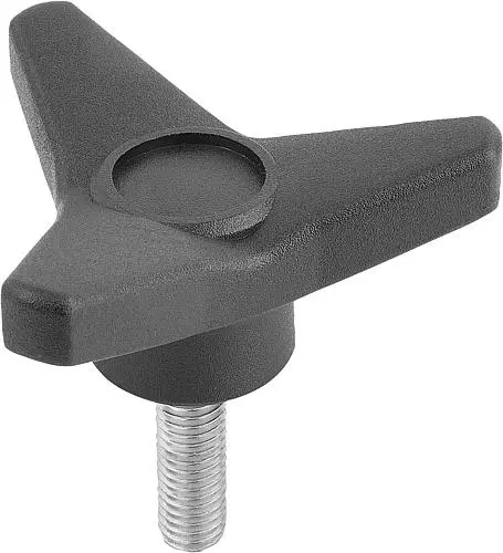 Produktfoto 1 von DREISTERNGRIFF D=M12X40 D1=85 H=37, FORM:L THERMOPLAST, SCHWARZ, KOMP:STAHL
