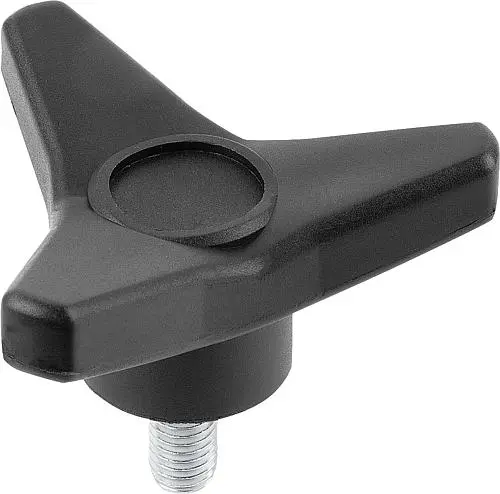 Produktfoto 1 von DREISTERNGRIFF D=M12X50 D1=105 H=46, FORM:L THERMOPLAST, SCHWARZ, KOMP:STAHL