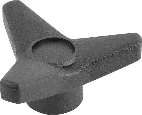 Produktfoto 1 von DREISTERNGRIFF D=M14 D1=105 H=46, FORM:K THERMOPLAST, SCHWARZ, KOMP:MESSING