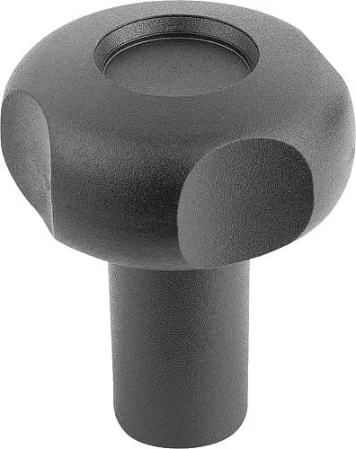 Produktfoto 1 von STERNGRIFF MIT VERLÄNGERTER NABE D=M06 D1=41 H=85 THERMOPLAST, SCHWARZ, KOMP:MESSING