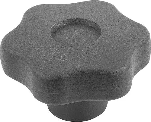 Produktfoto 1 von STERNGRIFF D=M12, D1=60, FORM:K MIT GEWINDEBUCHSE, H=34, THERMOPLAST SCHWARZ, KOMP:MESSING