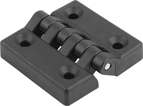 Produktfoto 1 von SCHARNIER MIT BEFESTIGUNGSBOHRUNG 64X64, THERMOPLAST SCHWARZ, KOMP:STAHL, A1=20, A2=20, A3=32, A4=32