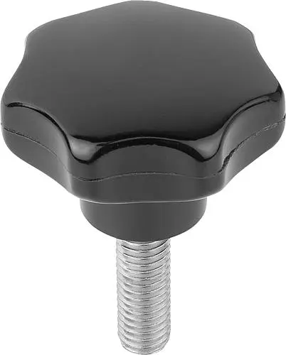 Produktfoto 1 von STERNGRIFF ÄHNLICH DIN6336 M16X50, D1=80, H=50, FORM:L MIT AUßENGEWINDE, DUROPLAST SCHWARZ HOCHGLANZPOLIERT,