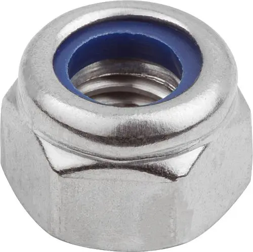 Produktfoto 1 von SECHSKANTMUTTER MIT KLEMMSTÜCK HOHE FORM ÄHNLICH DIN982, M16, SW=24, EDELSTAHL A2 BLANK, KOMP:POLYAMID