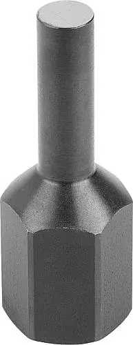 AUFLAGEBOLZEN STIFTFORM, FORM:D INNENGEWINDE D=M10, D1=8, H=50, SW=17, VERGÜTUNGSSTAHL VERGÜTET UND BRÜNIERT