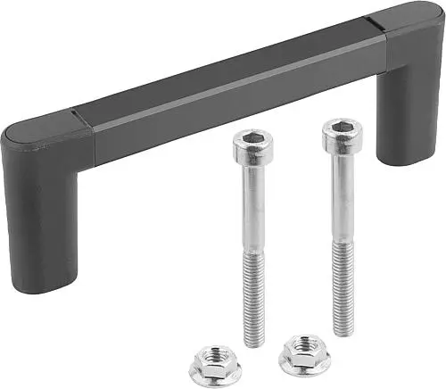 BÜGELGRIFF A=120, L=140,5, D=M05, H=40, FORM:C, ALUMINIUM SCHWARZ MATT UND ELOXIERT, KOMP:POLYAMID SCHWARZ