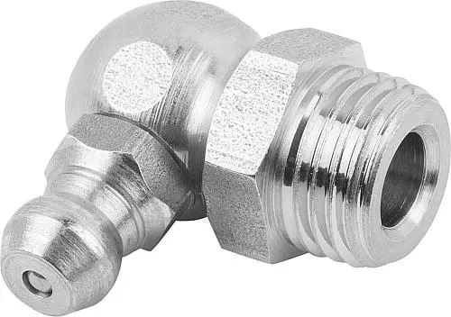 KEGELSCHMIERNIPPEL DIN71412, FORM:C ABGEWINKELT 90° M. 6-KANT, M10X1, L=20, EDELSTAHL BLANK