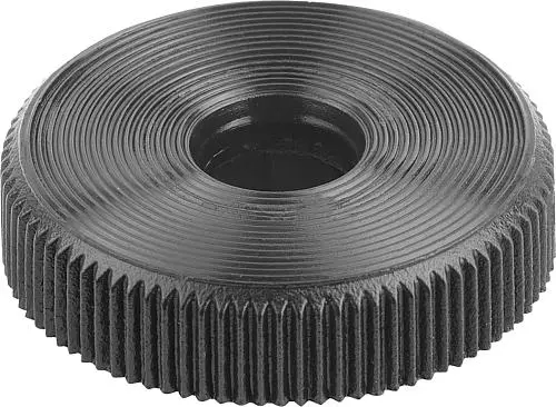 Produktfoto 1 von RÄNDELKNOPF FÜR SECHSKANTSCHRAUBEN D1=17 H=5,5, FORM:A POM, SCHWARZ, FÜR M04, SW=7