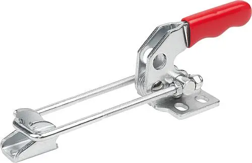 Produktfoto 1 von BÜGELSPANNER HORIZONTAL, STANDARD MIT GEGENHALTER, F1=2000, STAHL VERZINKT, KOMP:KUNSTSTOFF ROT ÖLBESTÄNDIG