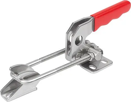 Produktfoto 1 von BÜGELSPANNER HORIZONTAL, STANDARD MIT GEGENHALTER, F1=4000, EDELSTAHL BLANK, KOMP:KUNSTSTOFF ROT ÖLBESTÄNDIG