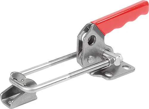 Produktfoto 1 von BÜGELSPANNER HORIZONTAL, STANDARD MIT GEGENHALTER, F1=7000, EDELSTAHL BLANK, KOMP:KUNSTSTOFF ROT ÖLBESTÄNDIG