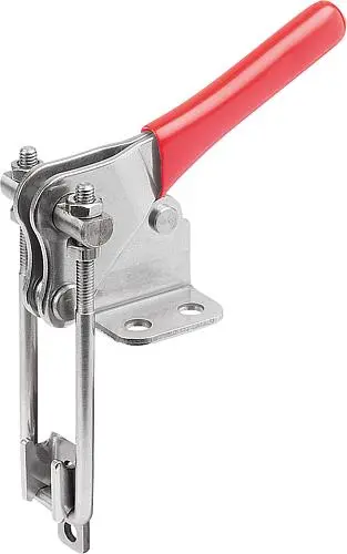 Produktfoto 1 von BÜGELSPANNER VERTIKAL MIT GEGENHALTER, F1=2200, EDELSTAHL BLANK, KOMP:KUNSTSTOFF ROT