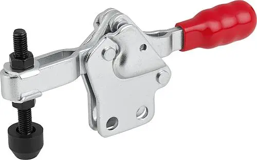 Produktfoto 1 von SCHNELLSPANNER STANDARD L=110, FORM:B STAHL, FUß SENKRECHT, KOMP:KUNSTSTOFF, ROT, F2=1000