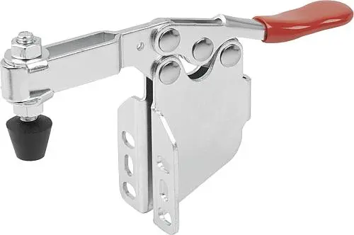 Produktfoto 1 von SCHNELLSPANNER HORIZONTAL STANDARD, FUß ABGEWINKELT F2=1200, VERSTELLB. ANDRUCKSPINDEL M06X44, STAHL VERZINKT,