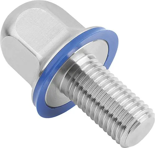 Produktfoto 1 von SECHSKANTSCHRAUBE HYGIENIC DESIGN, MIT DICHTUNG, FORM:A OHNE SCHAFT M08X30, SW=13, EDELSTAHL 1.4404 UNPOLIERT