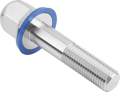 SECHSKANTSCHRAUBE HYGIENIC DESIGN, MIT DICHTUNG, FORM:B MIT SCHAFT M06X30 B=18, SW=10, EDELSTAHL 1.4404 UNPOLIERT