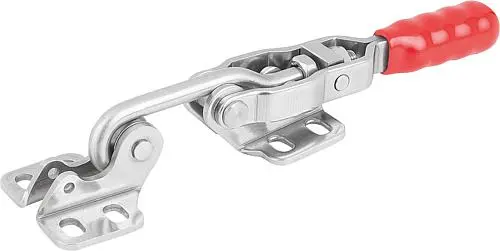 Produktfoto 1 von HAKENSPANNER, HORIZONTAL MIT GEGENHALTER, F2=2000, EDELSTAHL BLANK, KOMP:KUNSTSTOFF ROT ÖLBESTÄNDIG