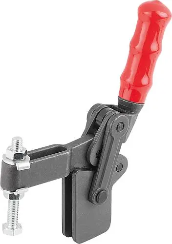 SCHNELLSPANNER SCHWERE AUSFÜHRUNG L=84 STAHL, FUß SENKRECHT, KOMP:KUNSTSTOFF, ROT, F2=6000