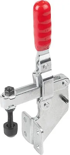 SCHNELLSPANNER VERTIKAL STANDARD, FUß ABGEWINKELT F2=2000, VERSTELLB. ANDRUCKSPINDEL M06X50, STAHL VERZINKT,
