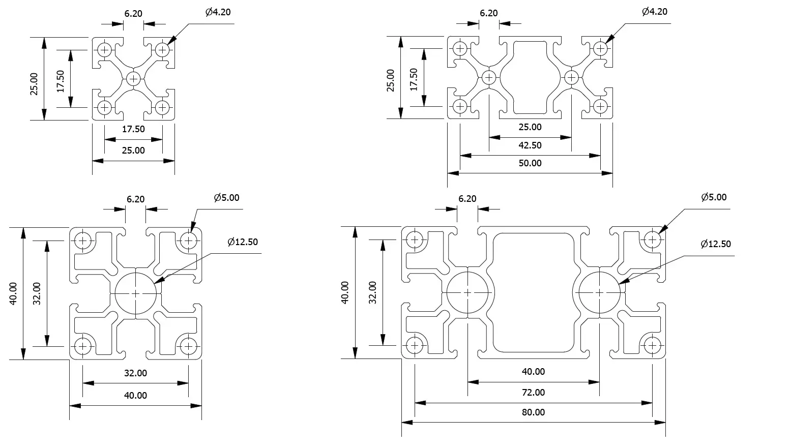 Alu Profil 40 x 40 x 1000 mm