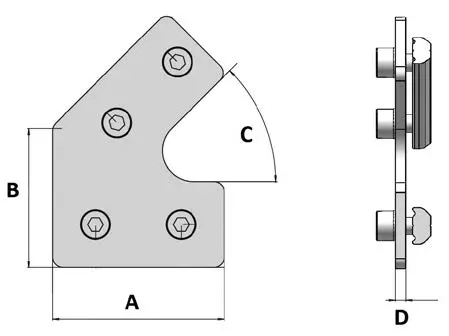 Produktfoto 1 von Profilverbinder 45° 130 mm x 147 mm