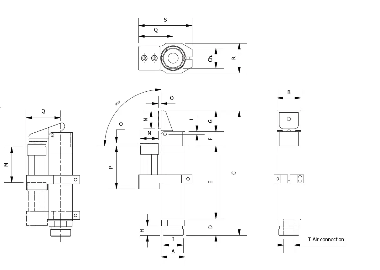 Finger Greifer 75,5 mm 95° - mit Viton-Polster und Federanschlag