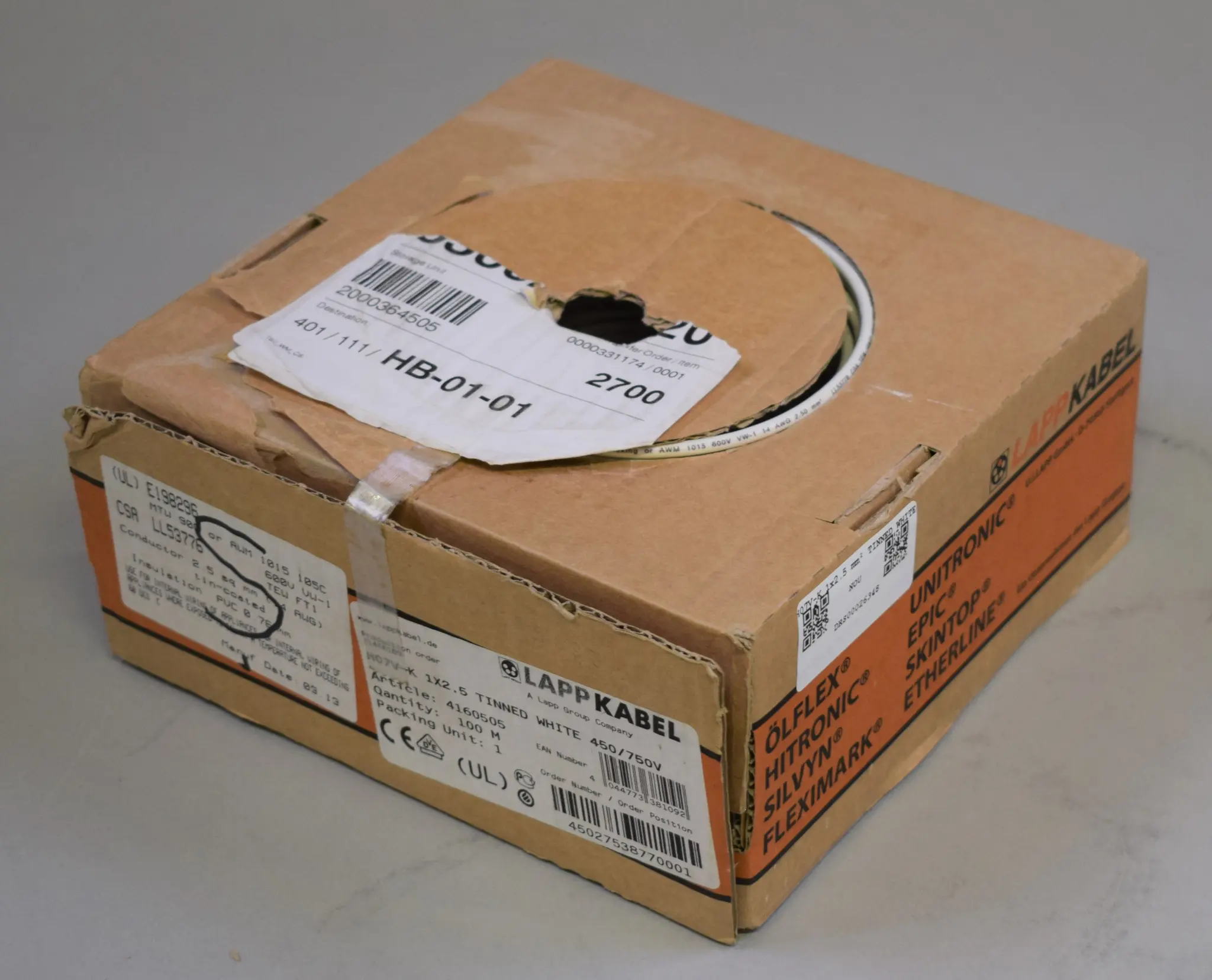 Produktfoto 1 von H07V-K 1x25 mm2 TINNED WHITE