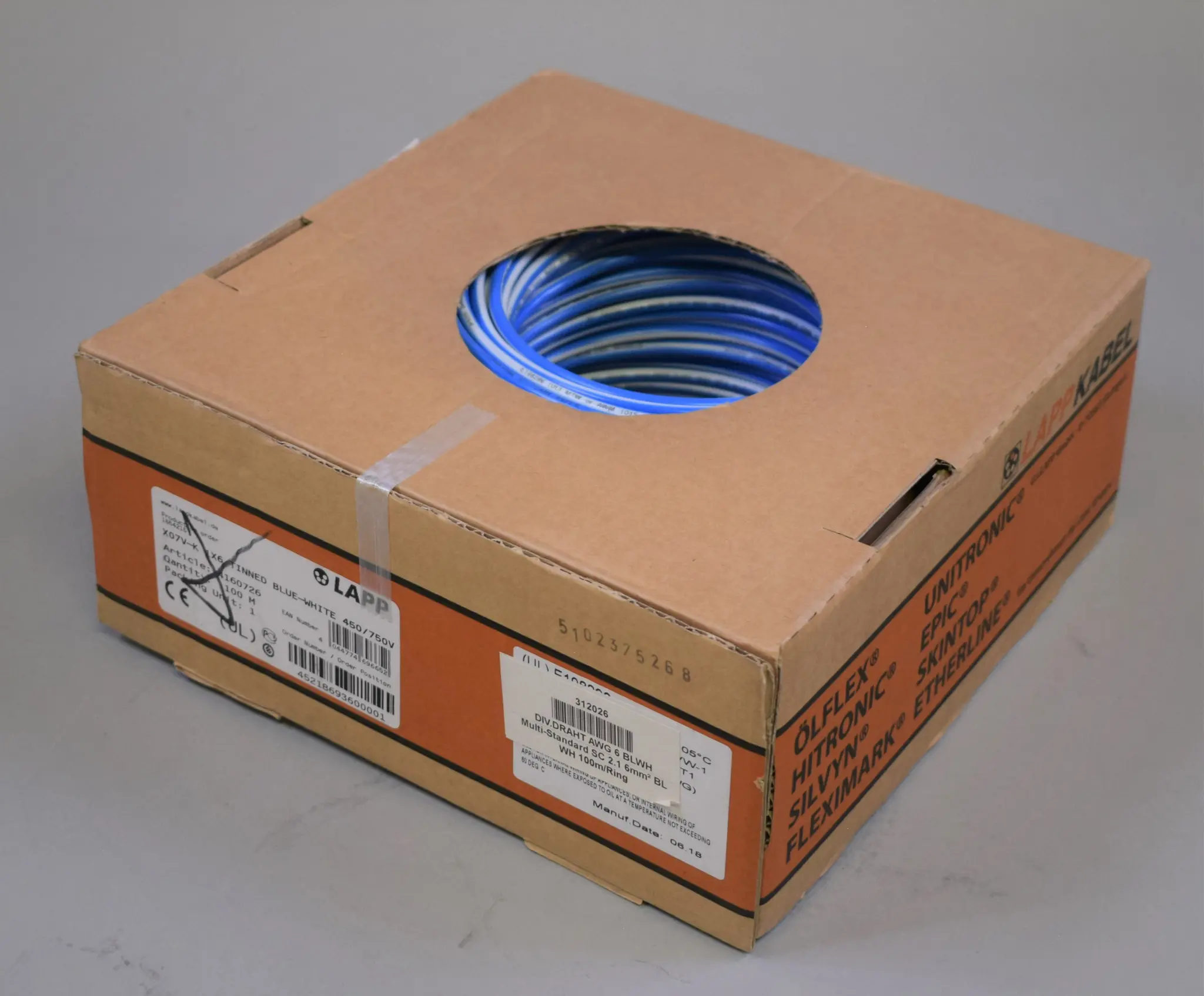 Produktfoto 1 von X07V-K 1x6 mm2 TINNED BLUE-WHITE