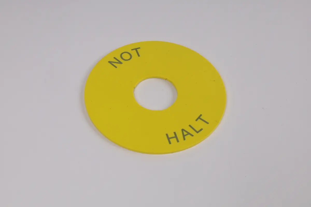 Produktfoto 1 von Unterlegscheibe für Not-Halt, gelb, not-aus, Außend. 75mm, Innend. 22,5mm