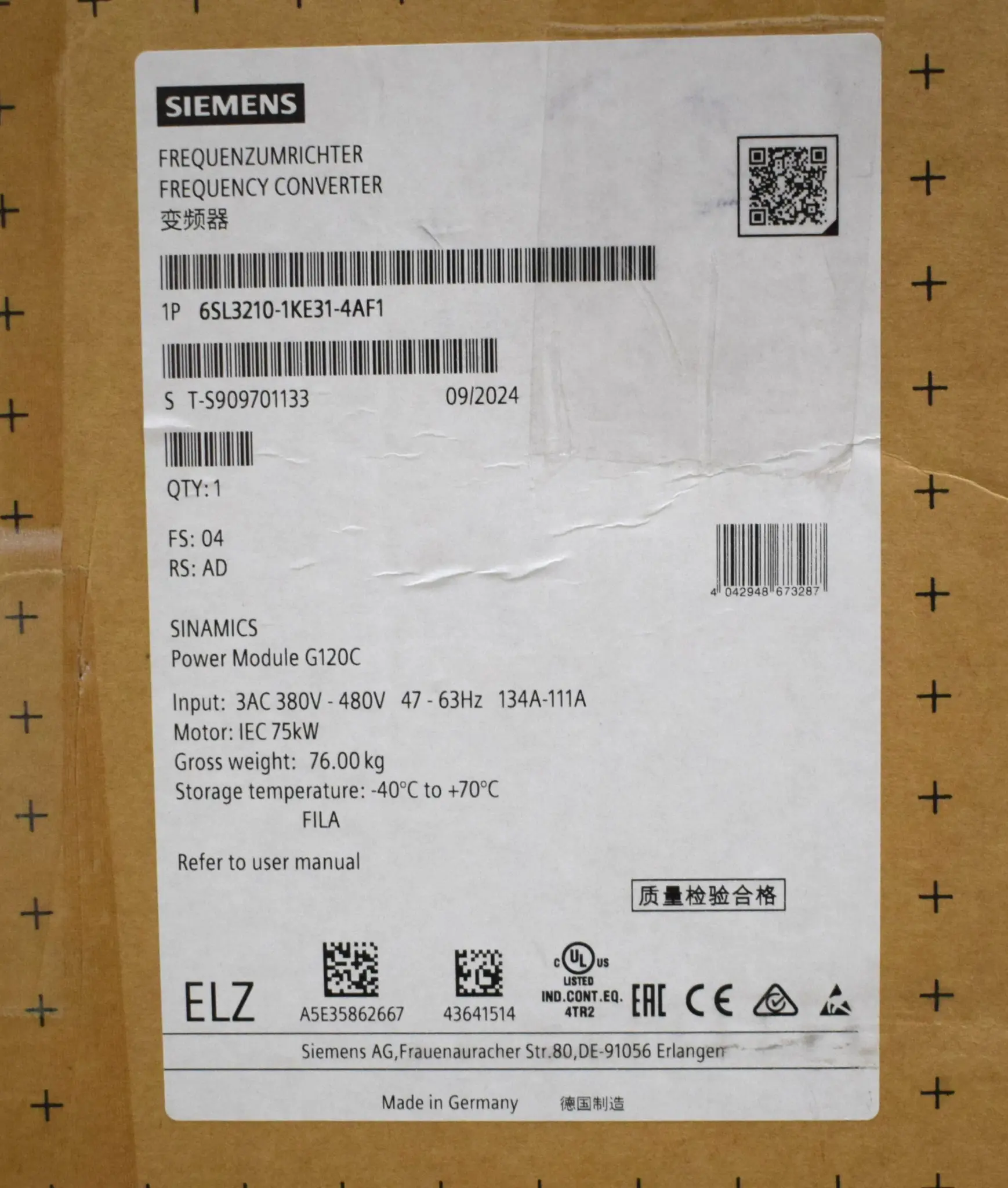 Produktfoto 1 von 6SL3210-1KE31-4AF1