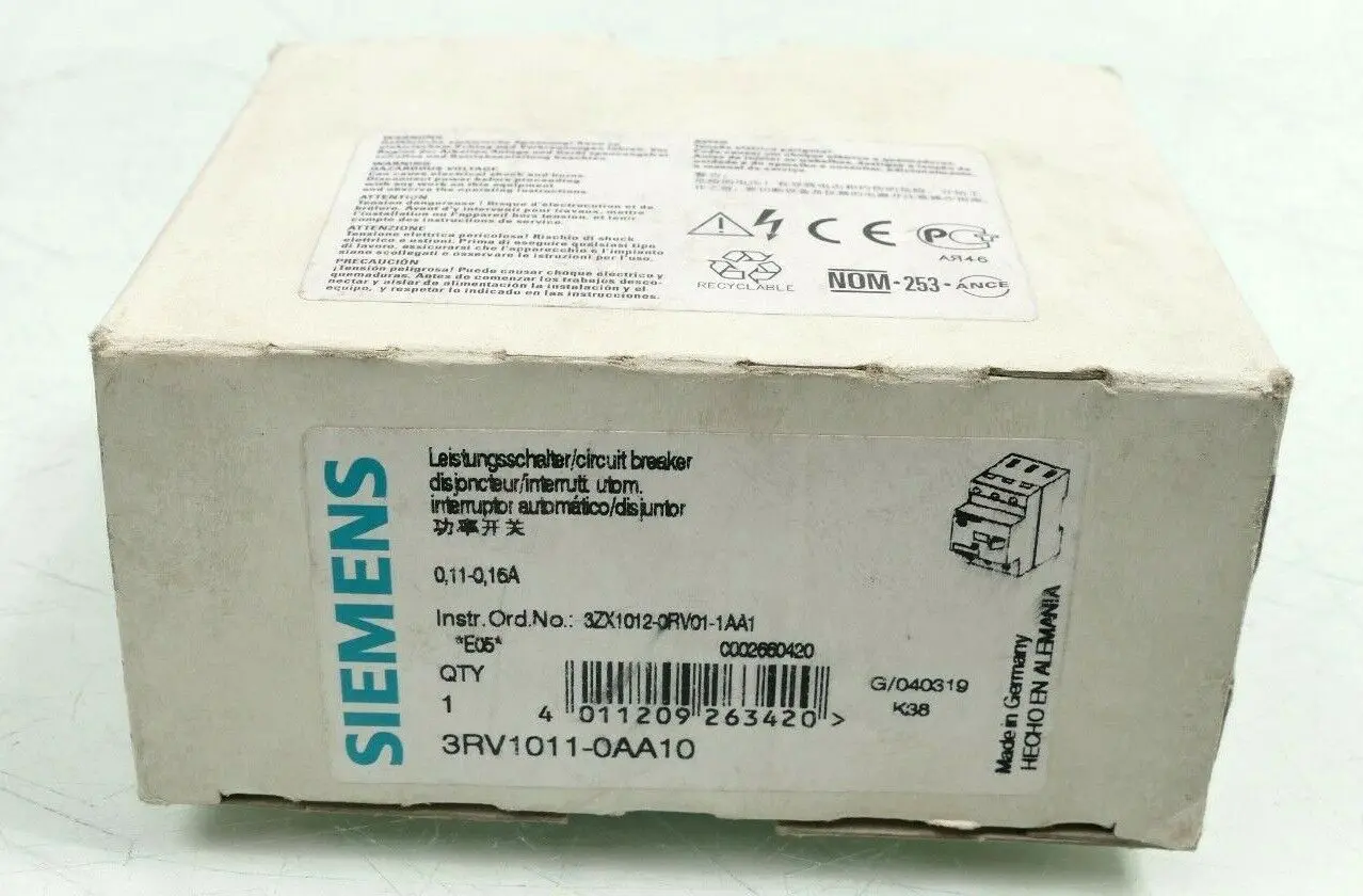Produktfoto 1 von Siemens SIRIUS Leistungsschalter 3RV1 011-0AA10 | E:05 | 3RV1011-0AA10