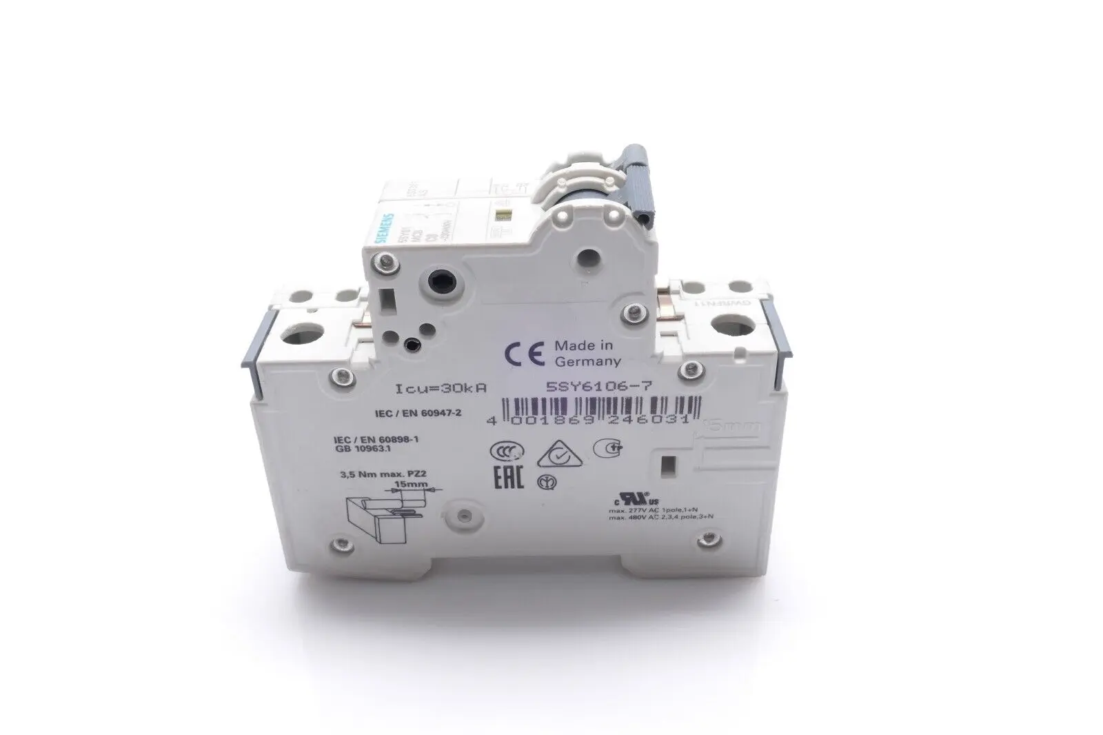Produktfoto 1 von Siemens Leitungsschutzschalter 5SY61 MCB C6 | 5SY6106-7 + Hilfsschalter 5ST3010