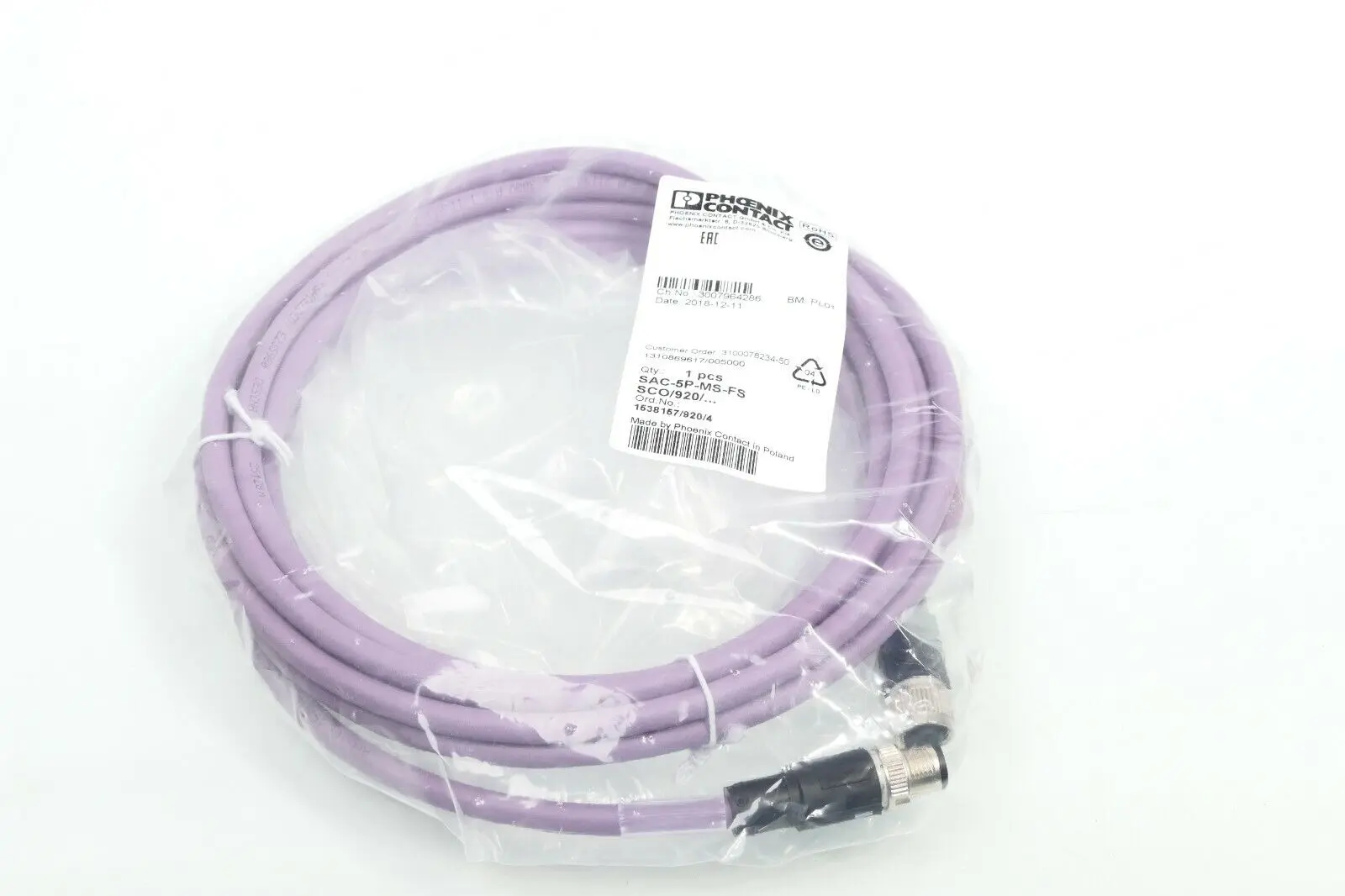 Produktfoto 1 von Phoenix Contact Datenkabel SAC-5P-MS-FS SCO/920/... | 1538157/920/4