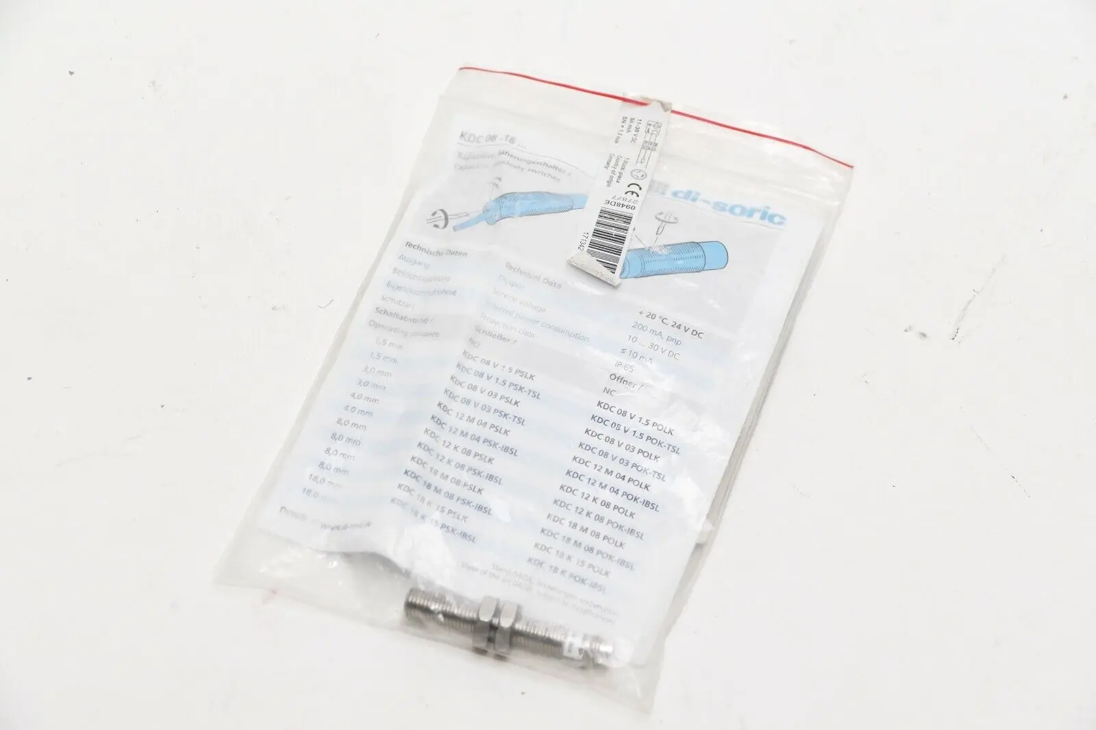 Produktfoto 1 von Di-Soric Kapazitiver Näherungssensor | KDC 08 V1.5 PSK-TSL