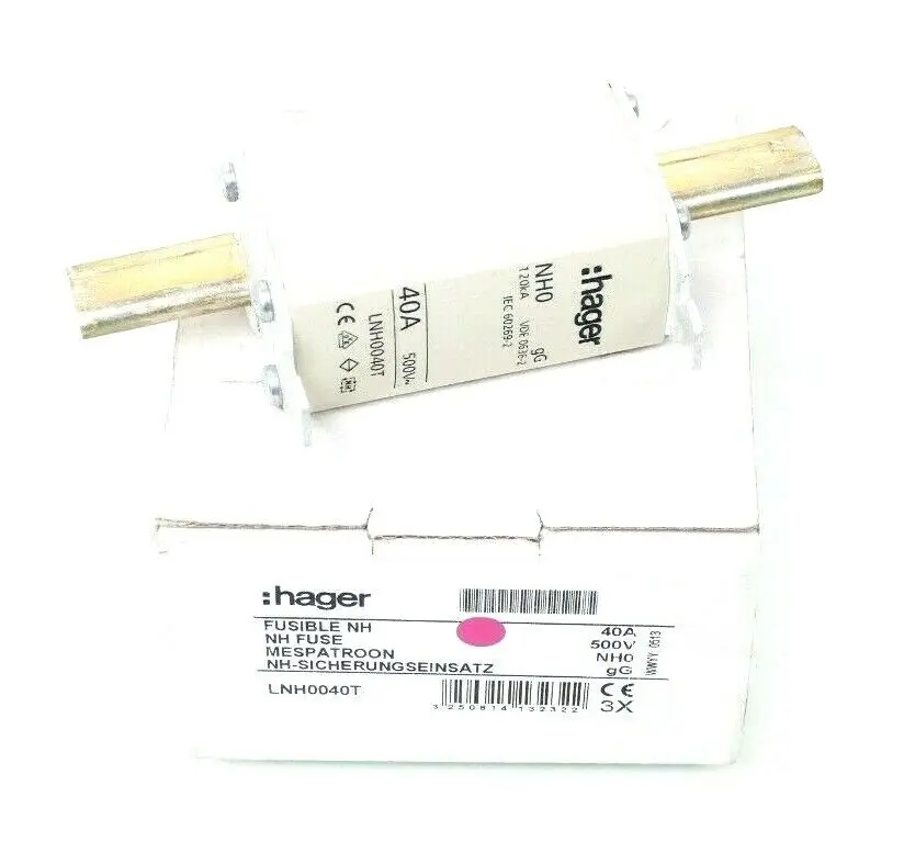 Produktfoto 1 von 3x Hager NH-Sicherungseinsatz 500V 40A NH0 gG | LNH0040T