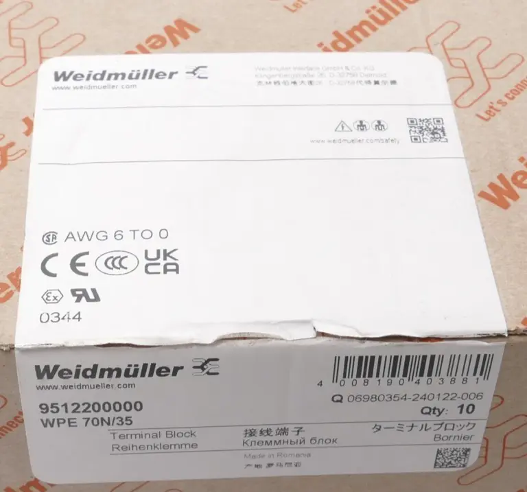 Produktfoto 1 von 10x Weidmüller Reihenklemmen WPE 70N/35 | 9512200000