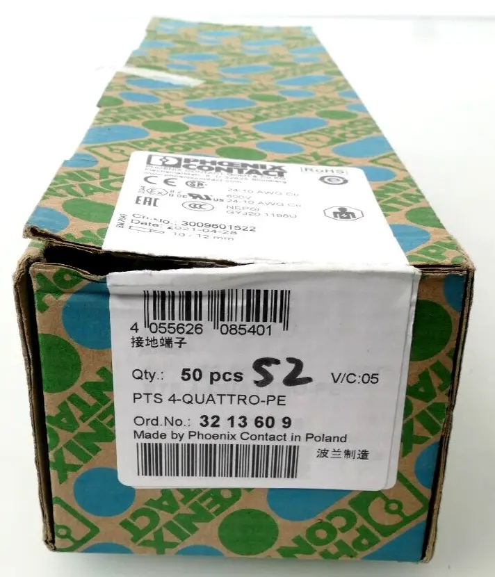 Produktfoto 1 von 52x Phoenix Contact Schutzleiter-Reihenklemme PTS 4-QUATTRO-PE | 3213609