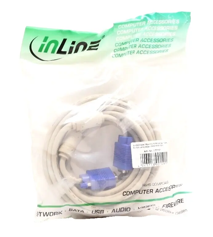 Produktfoto 1 von Inline S-VGA Kabel 15pol HD ST/ST, beige, 10m | 17717