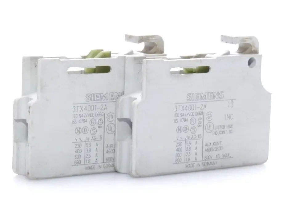 Produktfoto 1 von 2x Siemens Hilfsschalterblock 1Ö/1NC 3TX4 001-2A | 3TX4001-2A