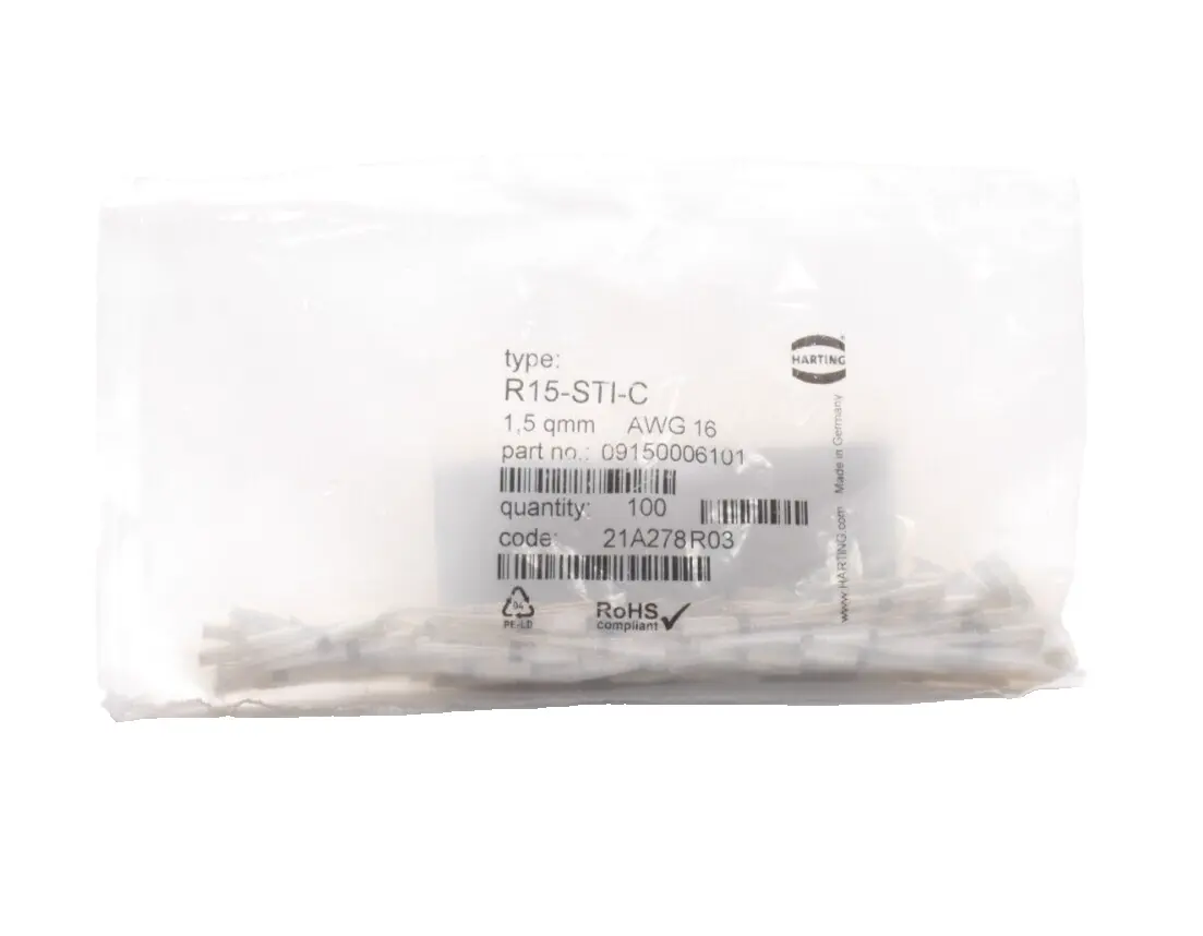 Produktfoto 1 von 100x Harting Kontaktstift AWG16 1,5qmm R15-STI-C | 09150006101