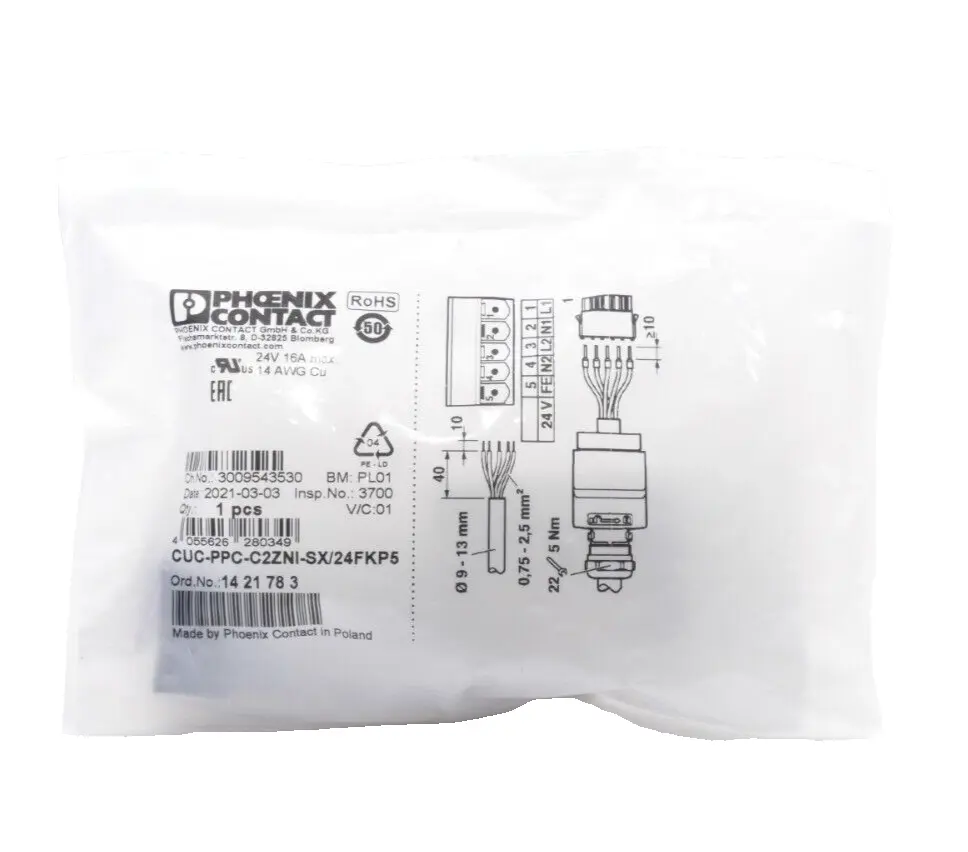 Produktfoto 1 von Phoenix Contact Power Steckverbinder CUC-PPC-C2ZNI-SX/24FKP5 | 1421783