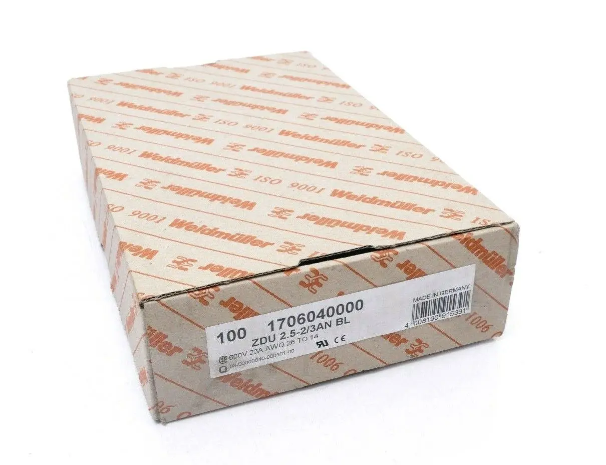 Produktfoto 1 von 100x Weidmüller Durchgangsklemme ZDU 2.5-2/3AN BL | 1706040000