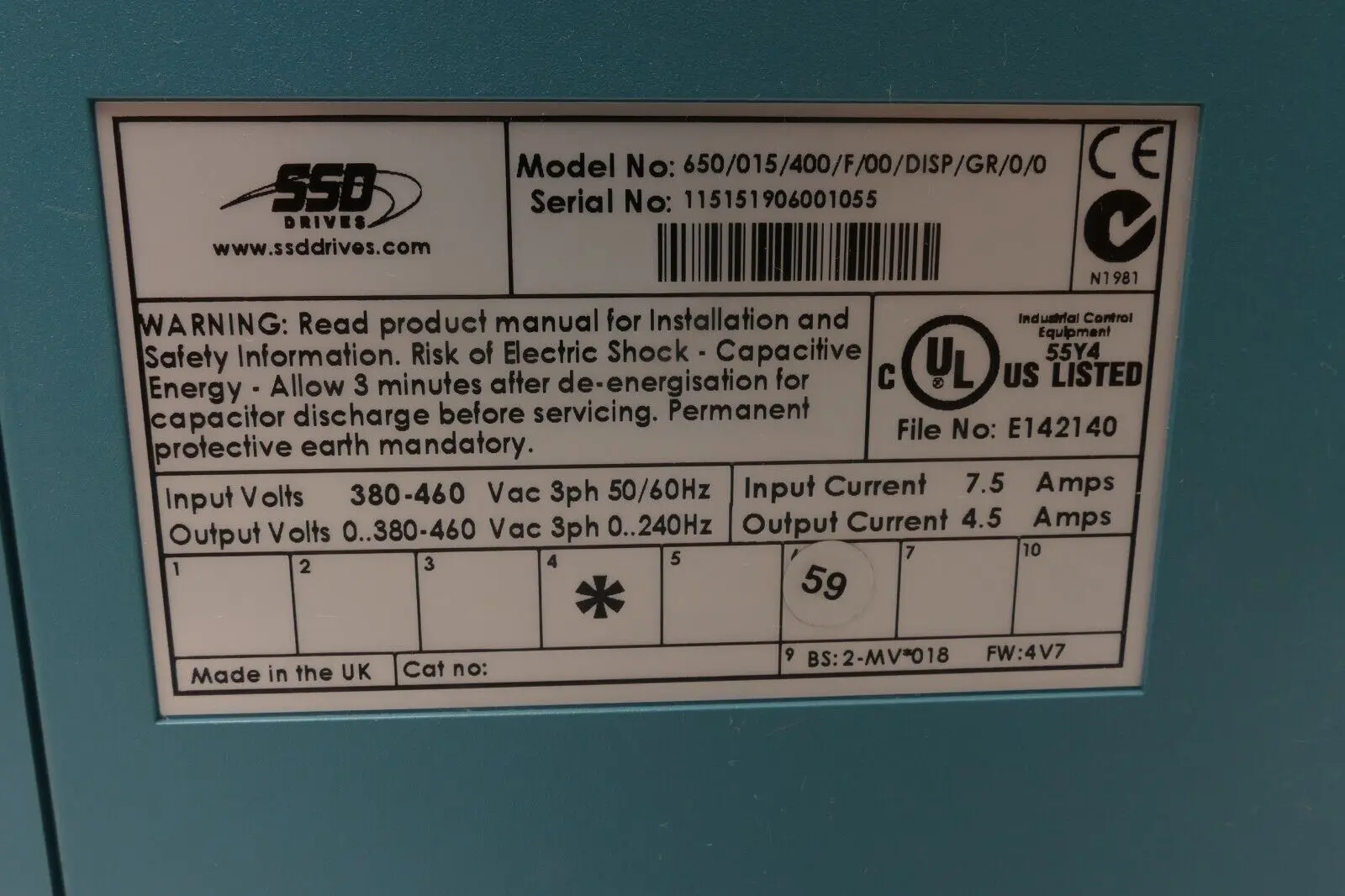 SSD Drives 650 Series Umrichter | 650/015/400/F/00/DISP/GR/0/0